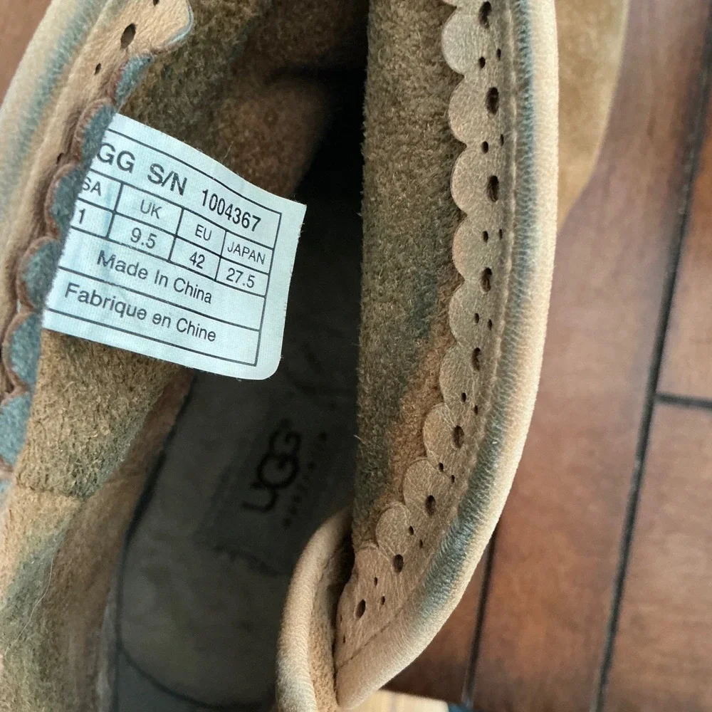 UGG Cedrick Chestnut Suede Scalloped Ankle Boots‎ Womens 11 Tan 1004367